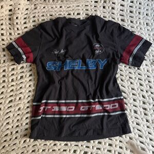 Hollister Shelby Black T-Shirt with Red and Blue Accents